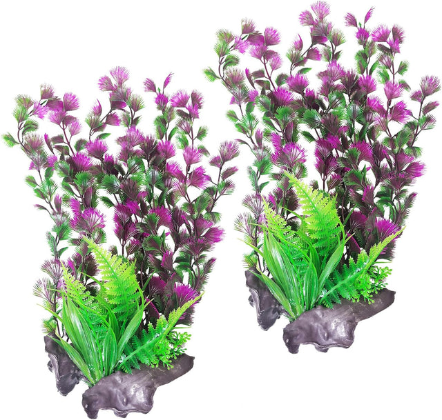 Aquarium Plastic Plants Aquarium Decor Artificial Fish Tank Plants Lifelike Tall Fish Tank Decorations Aquarium Plant Suitable for Saltwater and Freshwater 15.7In 2Pcs