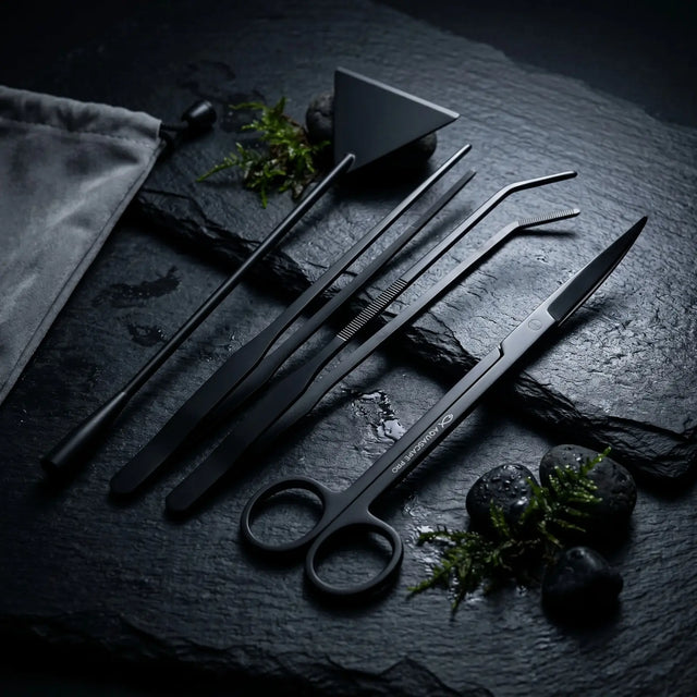 Aquarium Aquascape Tools Kit, 4 in 1 Anti-Rust Aquatic Plant Aquascaping Tool Stainless Steel Black Tweezers Scissors Spatula for Aquarium Tank Clean Fish Tank Aquascape Tools Sets (Black) Homedecor