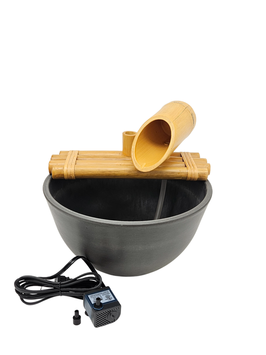 12" Bamboo Fountain with Plant Holder, Pot and Quiet One 100 Pump