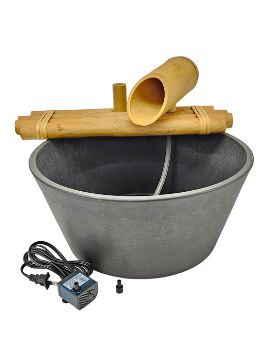 18" Bamboo Fountain with Plant Holder, Pot and Quiet One 100 Pump