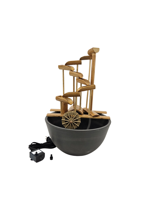 12" Bamboo Money Fountain with Plant Holder, Pot and Quiet One 100 Pump