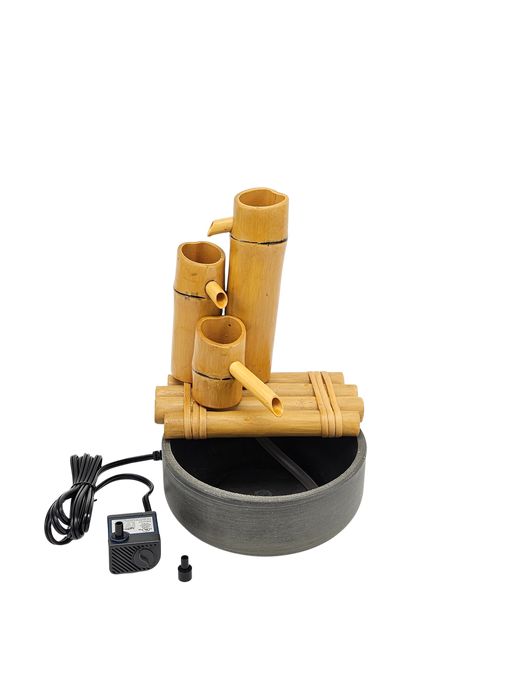 8" Bamboo 3-Tier Fountain with Pot and Quiet One 100 Pump