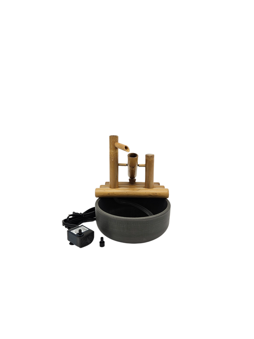 8" Bamboo Rocking Fountain, Pot and Quiet One 100 Pump