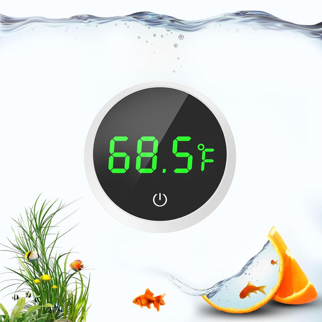 Fish Tank Thermometer Aquarium Thermometer Wireless Touch Stick Digital Aquarium Thermometer LED Display ±1°F for Monitoring the Fish Tank Aquarium Temperature Accessories (White)