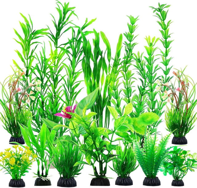12Pcs Fish Tank Accessories Aquarium Decorations Green Plants Green Fish Tank...