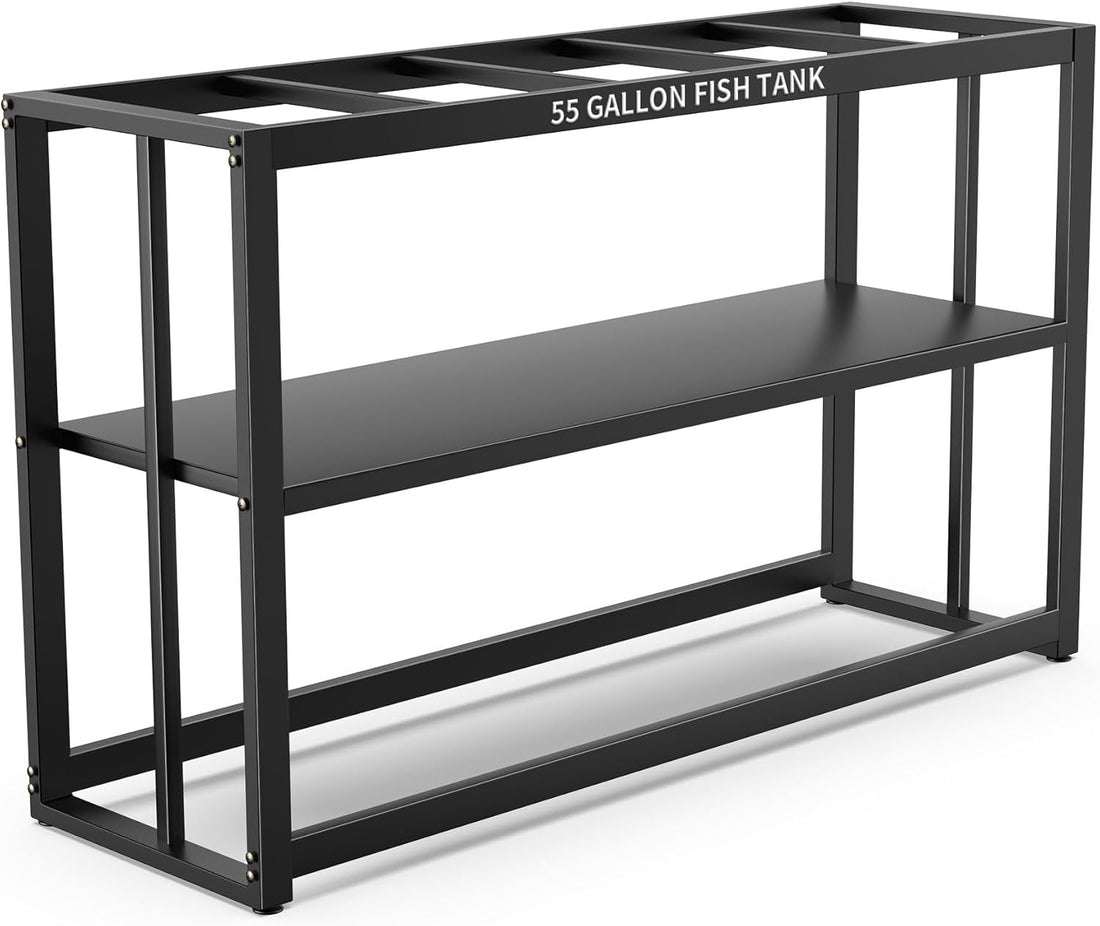 55-75 Gallon Fish Tank Stand with Storage Shelf, 48.5 X14.9 X 29.2 Inch Aquarium Stand, Turtle Tank, Reptile Terrariums and Breeder Tank Stand,980Lbs Capacity, Black