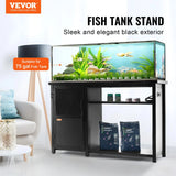 VEVOR Aquarium Stand, 75 Gallon Fish Tank Stand, 52 X 19.7 X 32.3 in Steel and MDF Turtle Tank Stand, 626 Lbs Load Capacity, Reptile Tank Stand with Storage Cabinet and Embedded Power Panel, Black