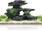 Aquarium Decor Mountain View Stone Ornament, Premium Landscape Fish Tank Decorations, Fish Tank Accessories, Ideal for Betta, Snails, Turtle, Hiding, Playing, Basking and Resting Spots