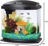 LED Minibow Small Aquarium Fish Tank Kit with Smartclean Technology, Small Fish Tank, Black, 2.5 Gallon
