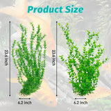 23" Tall Aquarium Plastic Plants - 2 Pack Soft Fish Tank Decor, Artificial Green Grass Cluster for Aquariums, Safe Bendable Underwater Plants（Green Style B）