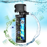 200GPH Aquarium U-V Filter for 20-75 Gallon, Aquarium Filters with 5W U/V Light Green Clean Machine, Internal Filter Powerful Pump Filter for Fish Tank Saltwater Freshwater Crystal Clear