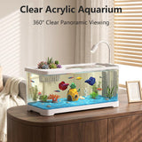 5 Gallon Fish Tank Aquarium Starter Kit with Filter and Light, All in One Small Fish Tank for Betta, Kids & Desktop Use, Self Cleaning Nano Aquarium with Lid(Large White)