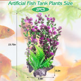 Aquarium Plastic Plants Aquarium Decor Artificial Fish Tank Plants Lifelike Tall Fish Tank Decorations Aquarium Plant Suitable for Saltwater and Freshwater 15.7In 2Pcs