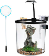 Small Fish Tank, Betta Fish Tank Kit with LED Light, Oxygen Generator, Fish Tank Starter Kits for Beta,Goldfish (Black, 1.5 Gallon)