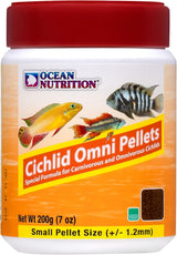 Fish Food Cichlid Pellets, 7 Oz (200 G), Small Pellet | High Protein (41%) Soft Moist Sinking Pellets for Omnivorous Predatory Cichlids - Enhances Color & Growth