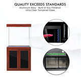 50 Gallon Aquarium with Stand, 40G Low Iron Tempered Glass Fish Tank, 10G Sump Filtration System, LED Light, Aluminum Cabinet, All-In-One Reef & Freshwater Aquascaping Aquarium Kit