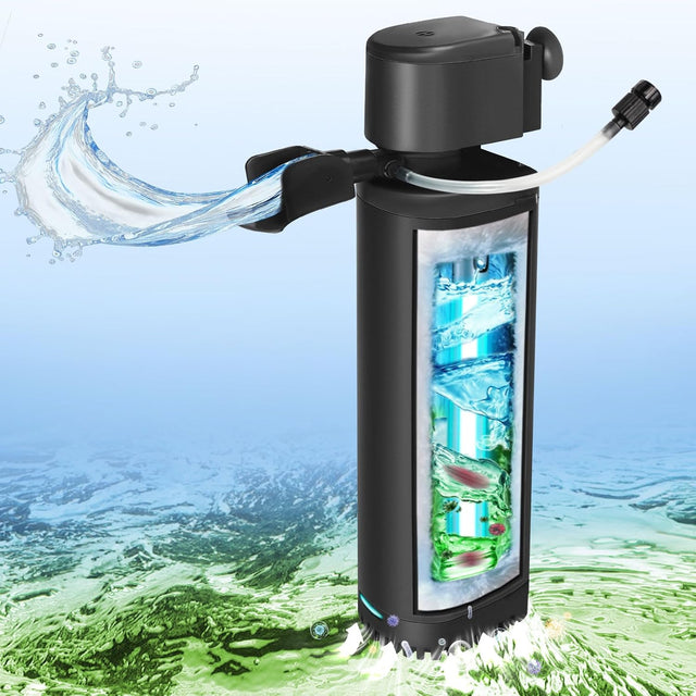 Fish Tank Filter U-V for 45-120 Gallon Tank, 300GPH Aquarium Filter for Turtle Tank Fish Tank Green Clean Machine, Sock Filter for Cold Plunge Saltwater Freshwater Crystal Clear