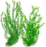 23" Tall Aquarium Plastic Plants - 2 Pack Soft Fish Tank Decor, Artificial Green Grass Cluster for Aquariums, Safe Bendable Underwater Plants（Green Style B）