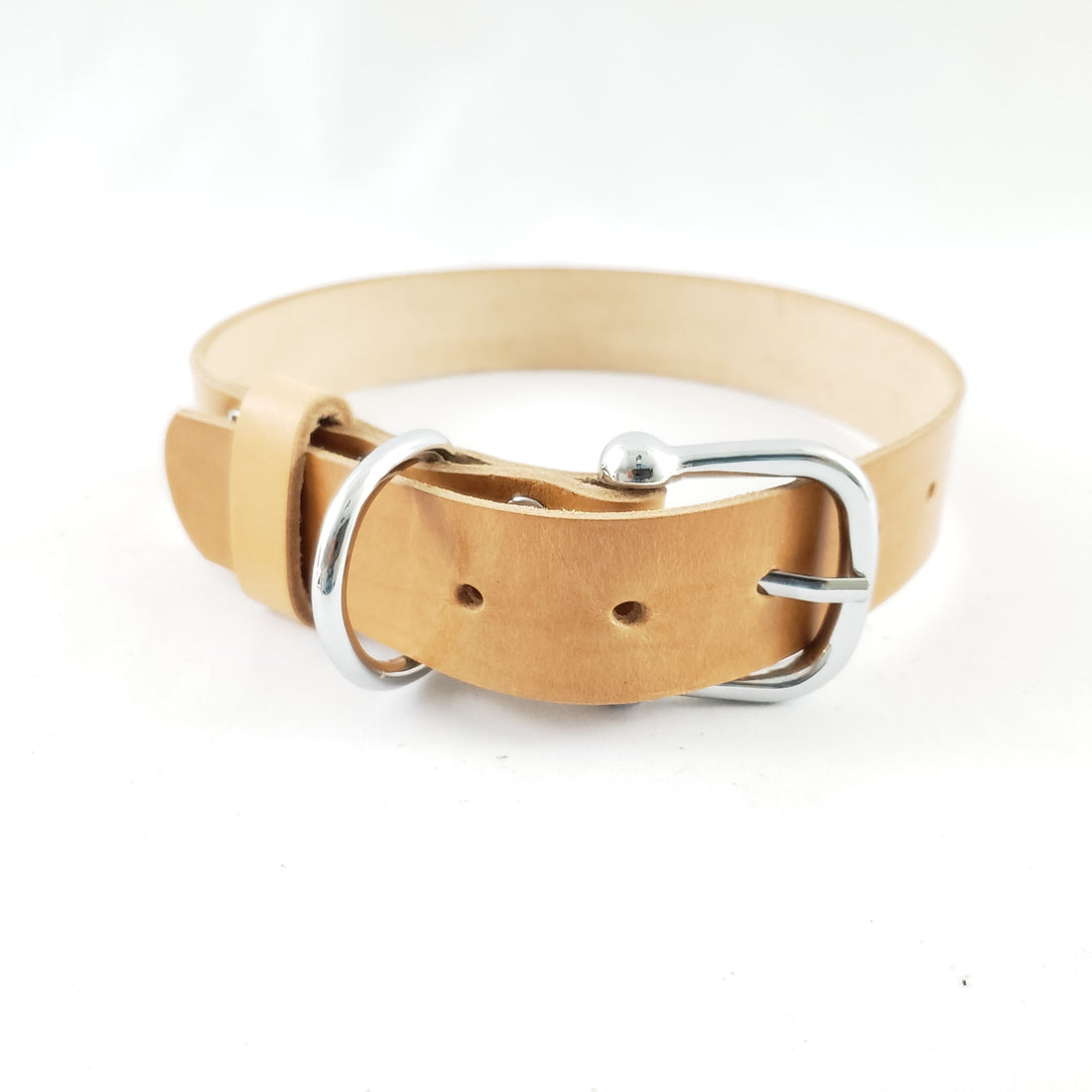 Leather Dog Collar Plane Dark Tan - Medium