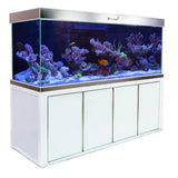 260 Gallon White & Silver Aquarium with Stand, 195G Rimless Low Iron Glass Fish Tank, 65G Sump Filtration System, 1717 GPH Pump, Dual LED Lights, Luxury Aluminum Cabinet Reef & Freshwater Aquarium