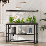 55-75 Gallon Fish Tank Stand with Power Outlets, 900LBS Capacity Aquarium Stand, Metal Fish Tank Stand Dual-Layer Design Terrarium Stand, Black