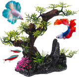 Bonsai Tree Fish Tank Decor, Artificial Plastic Tree Aquarium Decorations - 8” Height Fish Hideout Accessories for Betta Goldfish & Small Fish Shrimp