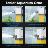 Aquarium Filter 10W for 10-40 Gallon, Internal System with Quiet 700L/H Pump, Submersible Aquarium Filter for Turtles, 10 Gallon Fish Tank Filter, Filtro Para Pecera, Clean Water Setup