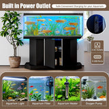55-75 Gallon Fish Tank Stand with Power Outlet, Modern Heavy Duty Aquarium Stand with Cabinet Storage for Fish Tank/Turtle Tank/Reptile Terrarium, 880LBS Capacity, Black
