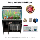 Aqua Dream 175 Gallon Aquarium Set with Aluminum Cabinet, Sump Filtration System & LED Lighting