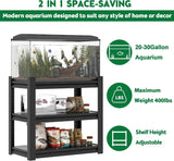 30 Gallon Fish Tank Stand - Metal Aquarium Stand, 34 "W X 18 "D X 31" H Adjustable Heavy Duty Reptile Tank Stand, Adjustable 3-Tier Fish Tank Rack Shelf for Home Office, Tank Not Included