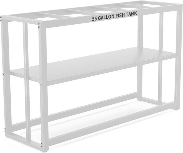 55-75 Gallon Fish Tank Stand with Storage Shelf, 48.5 X14.9 X 29.2 Inch Aquarium Stand, Turtle Tank, Reptile Terrariums and Breeder Tank Stand,980Lbs Capacity, White