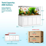 260 Gallon White & Silver Aquarium with Stand, 195G Rimless Low Iron Glass Fish Tank, 65G Sump Filtration System, 1717 GPH Pump, Dual LED Lights, Luxury Aluminum Cabinet Reef & Freshwater Aquarium
