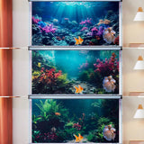 3 Pack Aquarium Background, 30X18 Inch Polyester Aquarium Background | Cloth Fish Tank Background, Undersea Corals Sunshines & Rock Aquatic Plants, Backgrounds for Fish Tank
