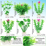 Fish Tank Decorations, 7 Pieces Aquarium Plants Set with Coral Reef Decoration Mountain Cave Ornament for Betta, Goldfish, Shrimp to Breed, Play and Rest (Green)