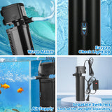 200GPH Aquarium U-V Filter for 20-75 Gallon, Aquarium Filters with 5W U/V Light Green Clean Machine, Internal Filter Powerful Pump Filter for Fish Tank Saltwater Freshwater Crystal Clear