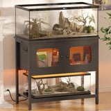 40-50 Gallon Fish Tank Stand, Aquarium Stand with Cabinet Accessories Storage, Heavy Duty Metal Frame, Reptile Terrarium Stand, 37.5" L*18.89" W Tabletop, 880LBS Capacity, Black