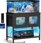 40-50 Gallon Fish Tank Stand, Aquarium Stand with Cabinet Accessories Storage, Heavy Duty Metal Frame, Reptile Terrarium Stand, 37.5" L*18.89" W Tabletop, 880LBS Capacity, Black