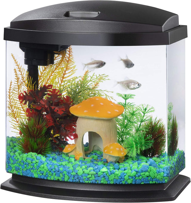LED Minibow Small Aquarium Fish Tank Kit with Smartclean Technology, Small Fish Tank, Black, 2.5 Gallon