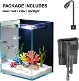 Betta Fish Tank Kit,Small Nano Glass Fish Tank Start Kit with Filter,Led Light for Shrimp,Small Fish,Betta (1.5 Gallon)