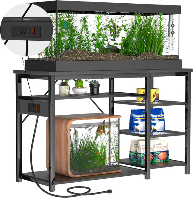 40-50 Gallon Fish Tank Stand with Power Outlets for Aquarium Stand | 6 Sturdy Leg,1000 LBS Capacity,Heavy Duty,Cabinet for Fish Tank Accessories Storage,Metal Frame