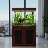 50 Gallon Aquarium with Stand, 40G Low Iron Tempered Glass Fish Tank, 10G Sump Filtration System, LED Light, Aluminum Cabinet, All-In-One Reef & Freshwater Aquascaping Aquarium Kit