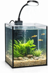 Mini Aquarium Set Fish Tank Shrimp Tank Snails Tank Planted Tank 1.2 Gallon Aquarium Kit, Small Desktop Fish Tank for Small Aquatic Pets for Beginner