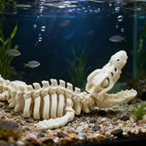 Life-Like Mosasaurus Skeleton Dinosaur Bone Model Replica Aquarium Decoration Featuring White Fins Tail for Fish Tank Decoration