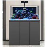 135 Gallon Coral Reef Aquarium with Stand, 115G Rimless Tempered Glass Tank, 20G Reef Sump Filtration, Protein Skimmer, LED Lights, Pump, Rocks, Premium Marine & Freshwater Aquarium System