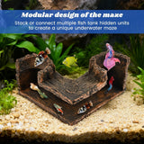 Aquarium Corner Cave - Fish Tank Cave for Corners - Betta Hideout | Natural-Looking Wood-Like, Fish Hideout for Aquarium,90° Corner Fish Cave Viewing Tunnels,5.1” X 2” X 2.7”