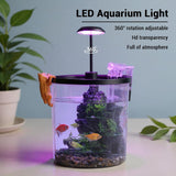 Small Fish Tank, Betta Fish Tank Kit with LED Light, Oxygen Generator, Fish Tank Starter Kits for Beta,Goldfish (Black, 1.5 Gallon)