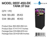 Aqua Dream 37 Gal Modern All-In-1 Coral Reef Aquarium - Low-Iron Ultra-Clear Glass Tank, Built-In Sump, Water Filtration, Easy Setup, All Black Design, All-In-One