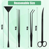 Aquarium Aquascape Tools Kit, 4 in 1 Anti-Rust Aquatic Plant Aquascaping Tool Stainless Steel Black Tweezers Scissors Spatula for Aquarium Tank Clean Fish Tank Aquascape Tools Sets (Black) Homedecor