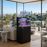 Aqua Dream 37 Gal Modern All-In-1 Coral Reef Aquarium - Low-Iron Ultra-Clear Glass Tank, Built-In Sump, Water Filtration, Easy Setup, All Black Design, All-In-One