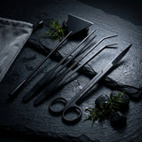 Aquarium Aquascape Tools Kit, 4 in 1 Anti-Rust Aquatic Plant Aquascaping Tool Stainless Steel Black Tweezers Scissors Spatula for Aquarium Tank Clean Fish Tank Aquascape Tools Sets (Black) Homedecor